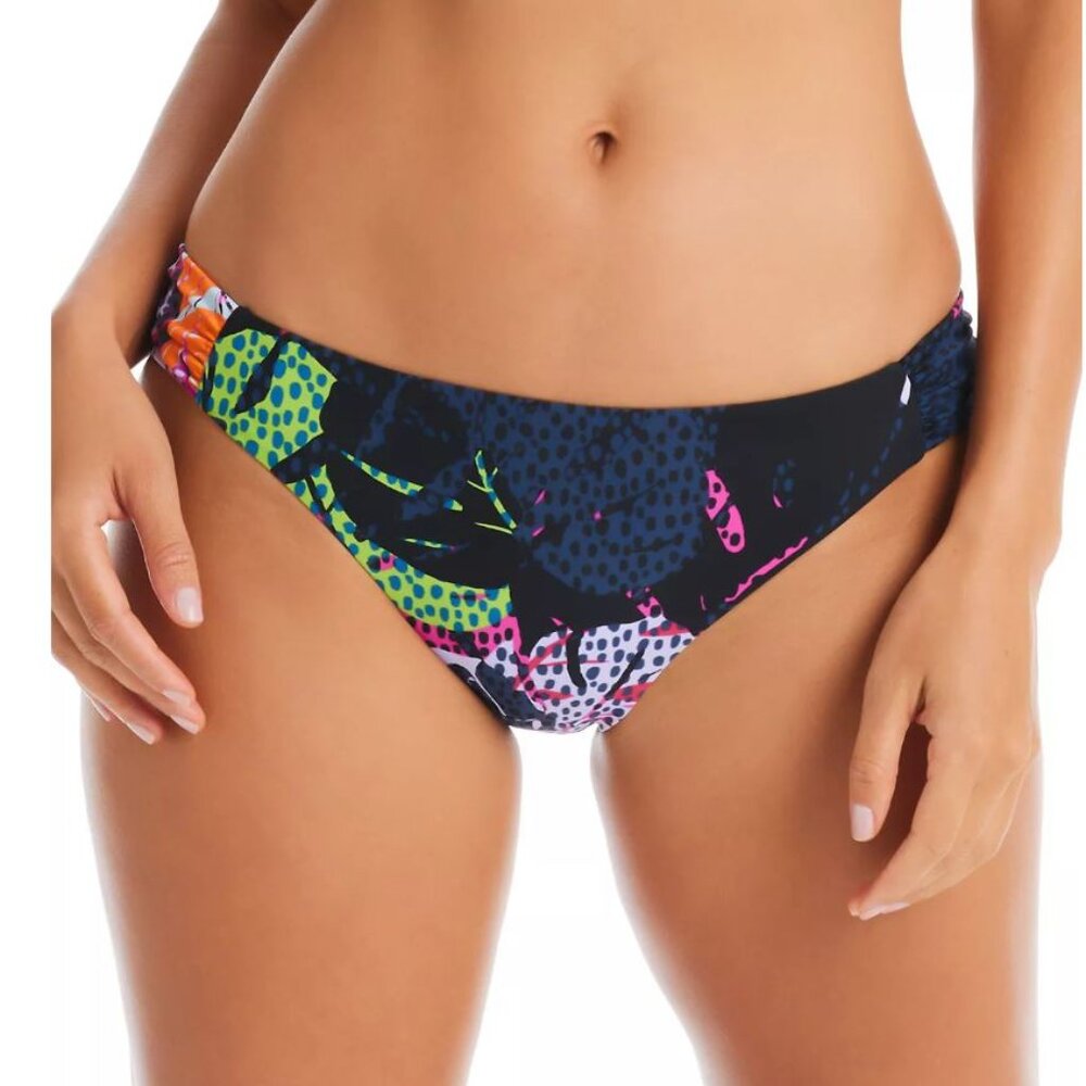 NWT Bar III Paradise Palms Tab-Side Hipster Bikini Bottoms Black M